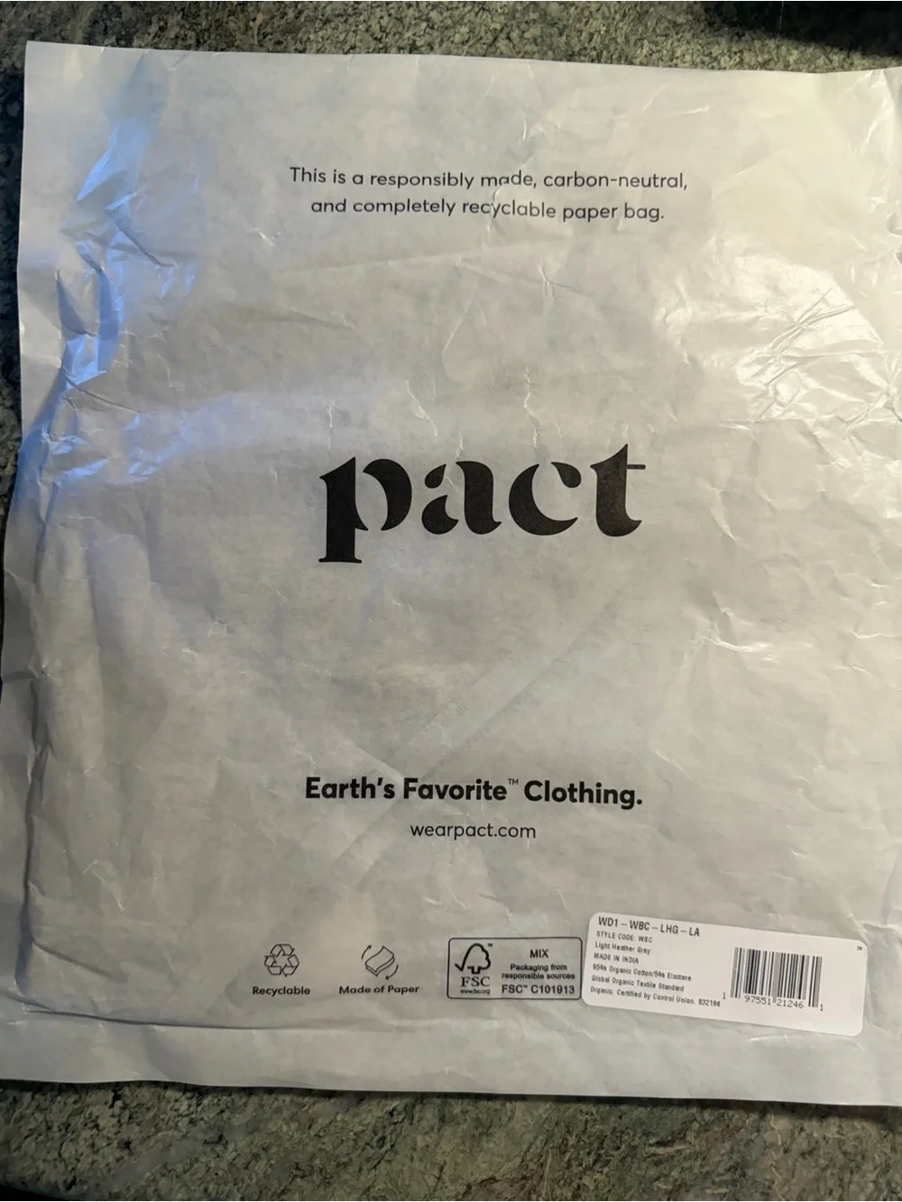NWT! Pact Organic Everyday Classic Fit Bikini Heather Gray Cotton Bikini